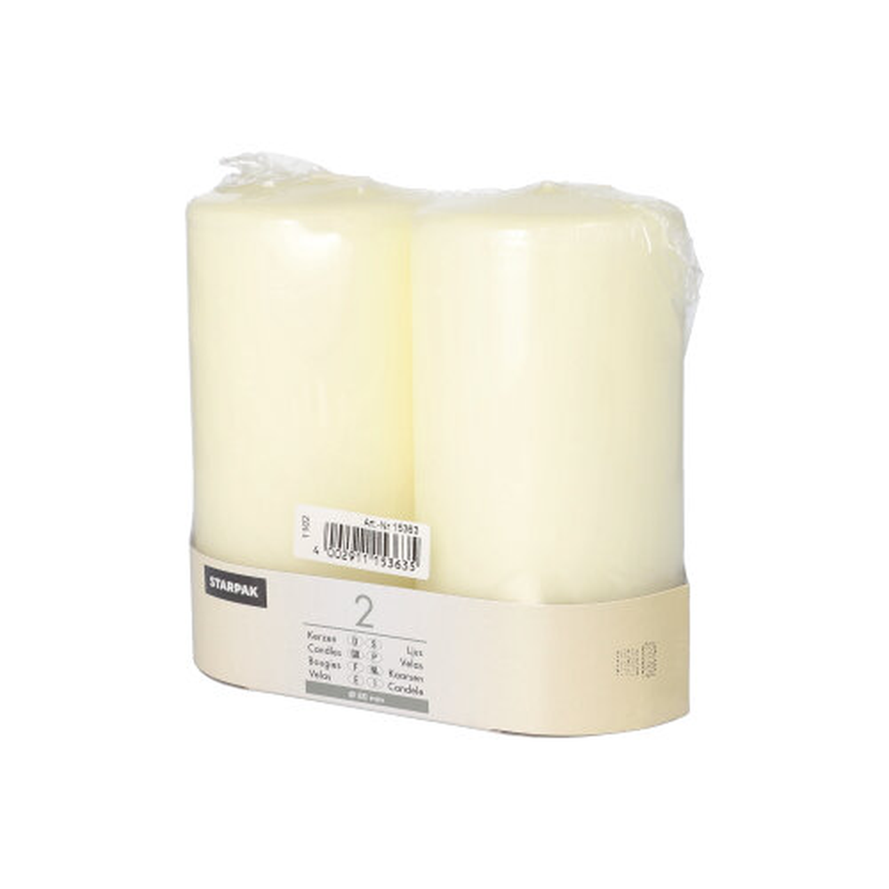 Papstar Stumpenkerzen Ø 80 mm · 150 mm elfenbein "Ivory" mit Flachkopf