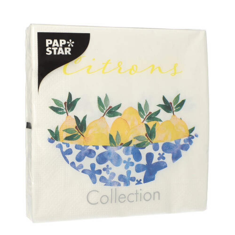 Papstar Servietten, 3-lagig 1/4-Falz 33 cm x 33 cm "Citrons"