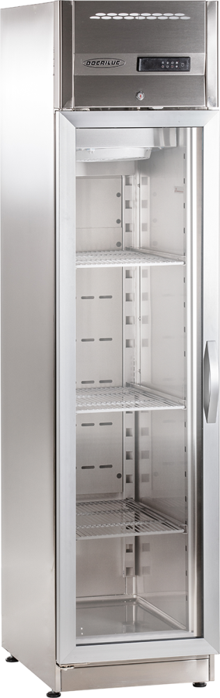 KBS Edelstahl-Tiefkühlschrank mit Glastür TKU 358 G