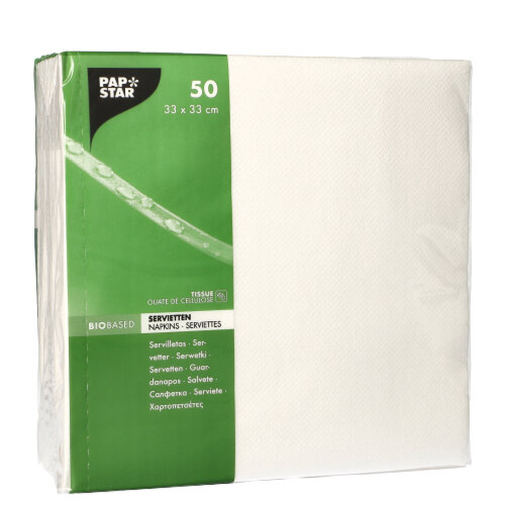 Papstar Servietten, 2-lagig 1/4-Falz 33 cm x 33 cm weiss