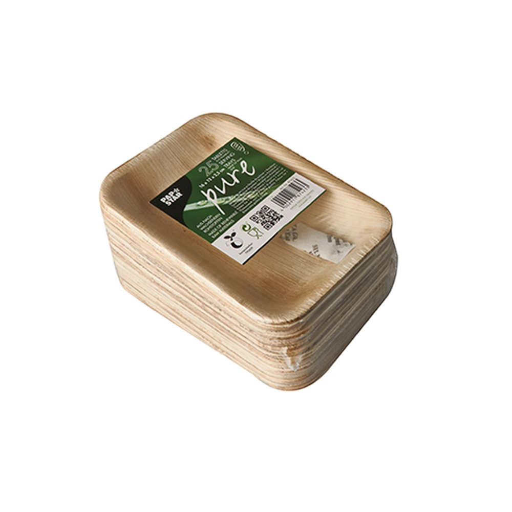 Papstar Tabletts, Palmblatt "pure" eckig 16 cm x 12 cm x 2,5 cm