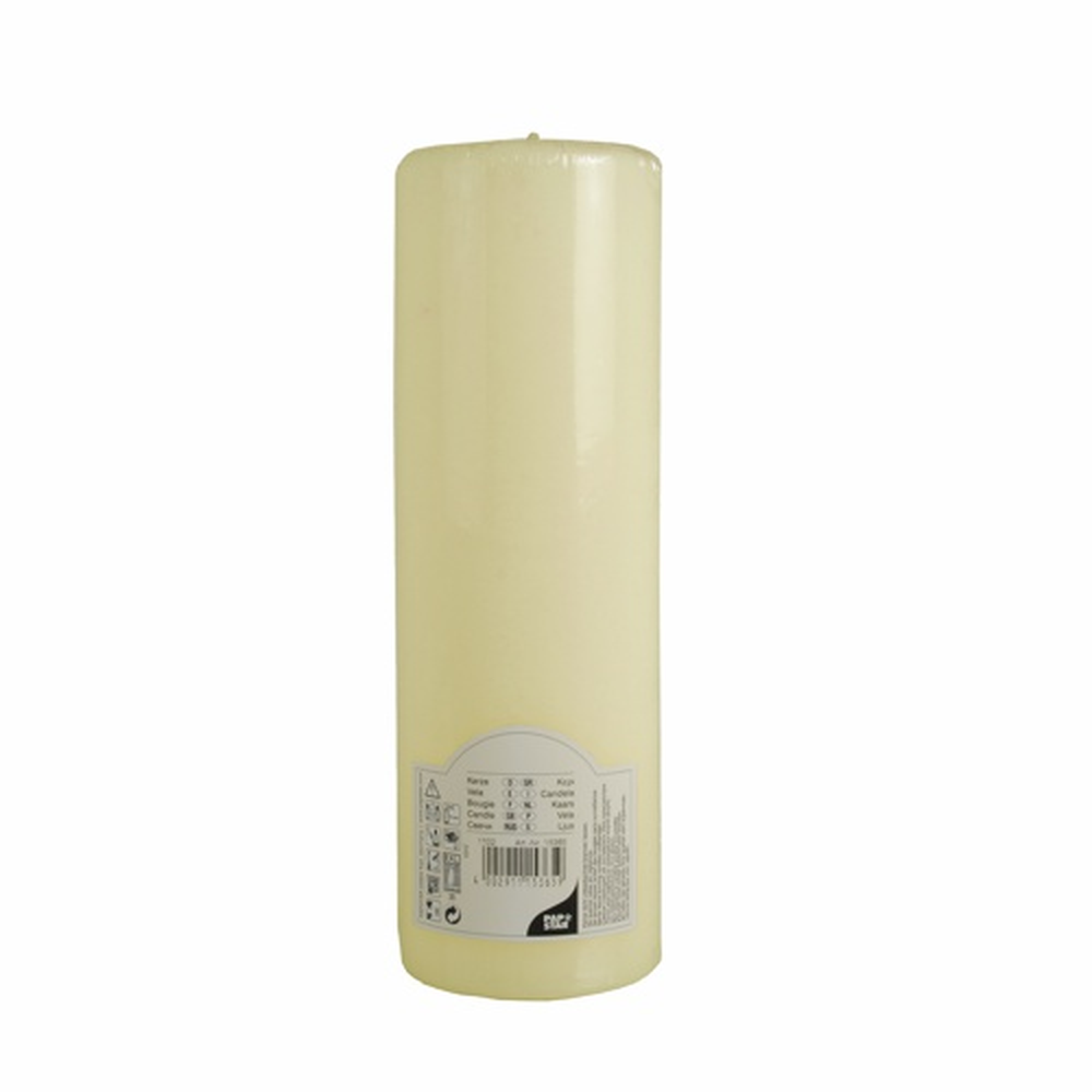 Papstar Stumpenkerze Ø 80 mm · 250 mm elfenbein "Ivory" mit Flachkopf