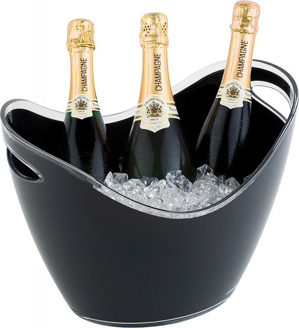 APS Wein- / Sektkühler 35 x 27 cm, H: 25,5 cm , MS, schwarz, 6 Liter