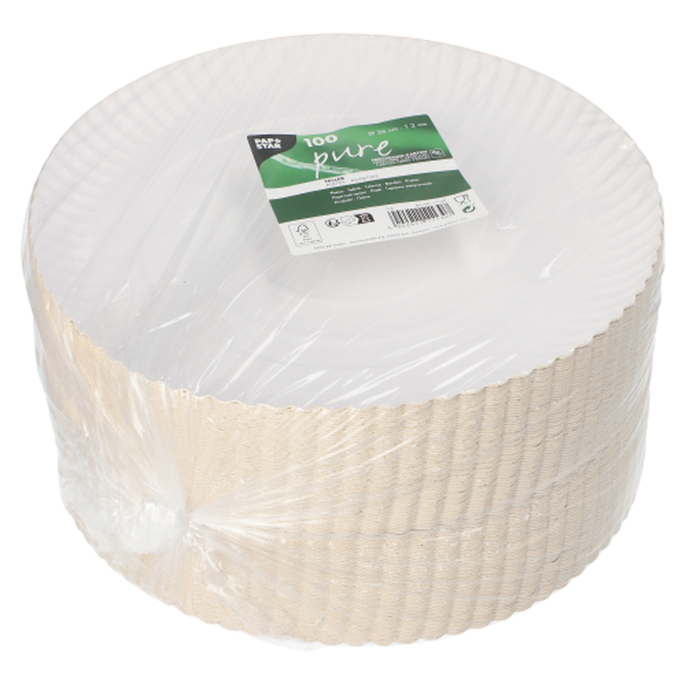 Papstar Teller, Pappe "pure" rund Ø 26 cm · 2 cm weiss