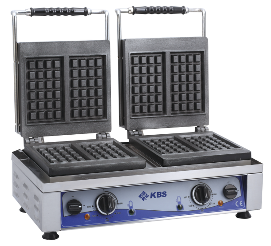 KBS Waffeleisen mit 2 wechselbaren Backplatten für 4 Waffeln 10,5x16,5x2,8cm