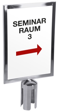 Contacto Aufsatzschild A4 zu Gurt- absperrpfosten, Edelstahl