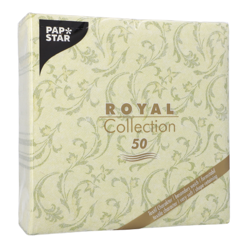 PAPSTAR Servietten ROYAL Collection 1/4-Falz 40 cm x 40 cm olivgrün Damas