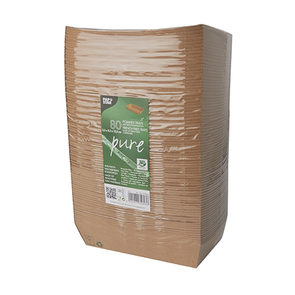 PAPSTAR Snacktrays, Pappe pure 3,8 cm x 8,5 cm x 15,5 cm braun 100% Fair