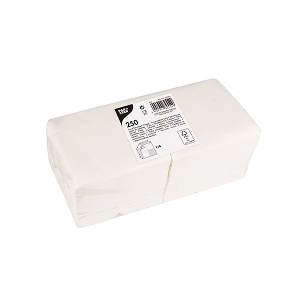 Papstar Servietten, 2-lagig 1/4-Falz 24 cm x 24 cm weiss