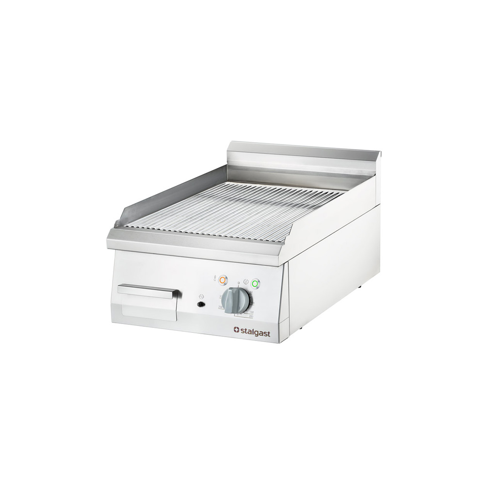 Stalgast Verchromte Elektro-Griddleplatte als Tischgerät, 400x700 mm, gerillte G
