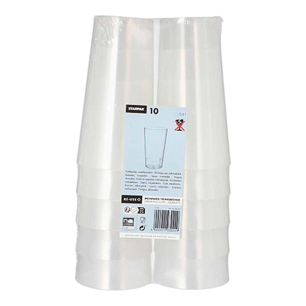Papstar Mehrweg-Trinkbecher 0,4 l Ø 7,5 cm · 14,5 cm transluzent unzerbrechlich