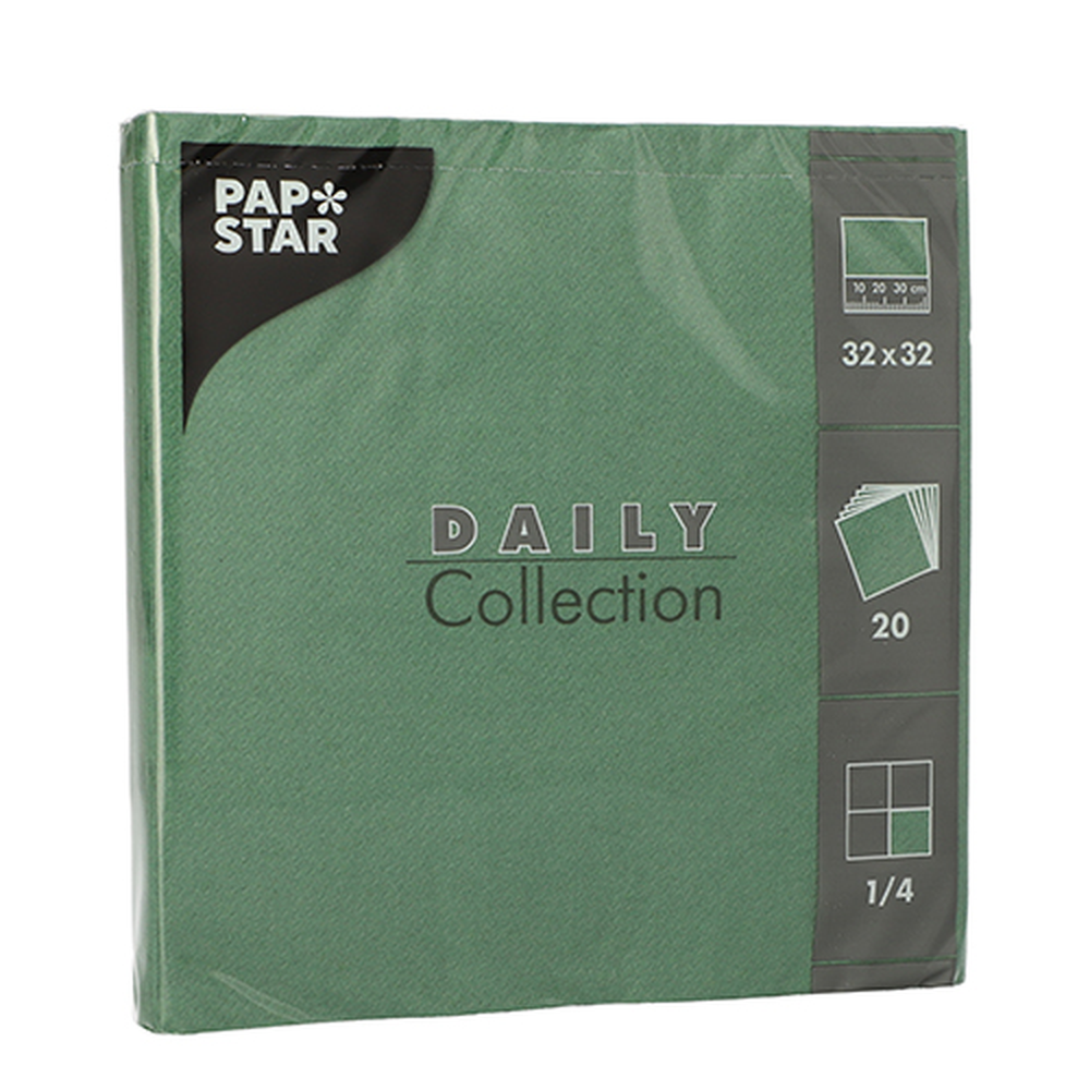 Papstar Servietten "DAILY Collection" 1/4-Falz 32 cm x 32 cm dunkelgrün