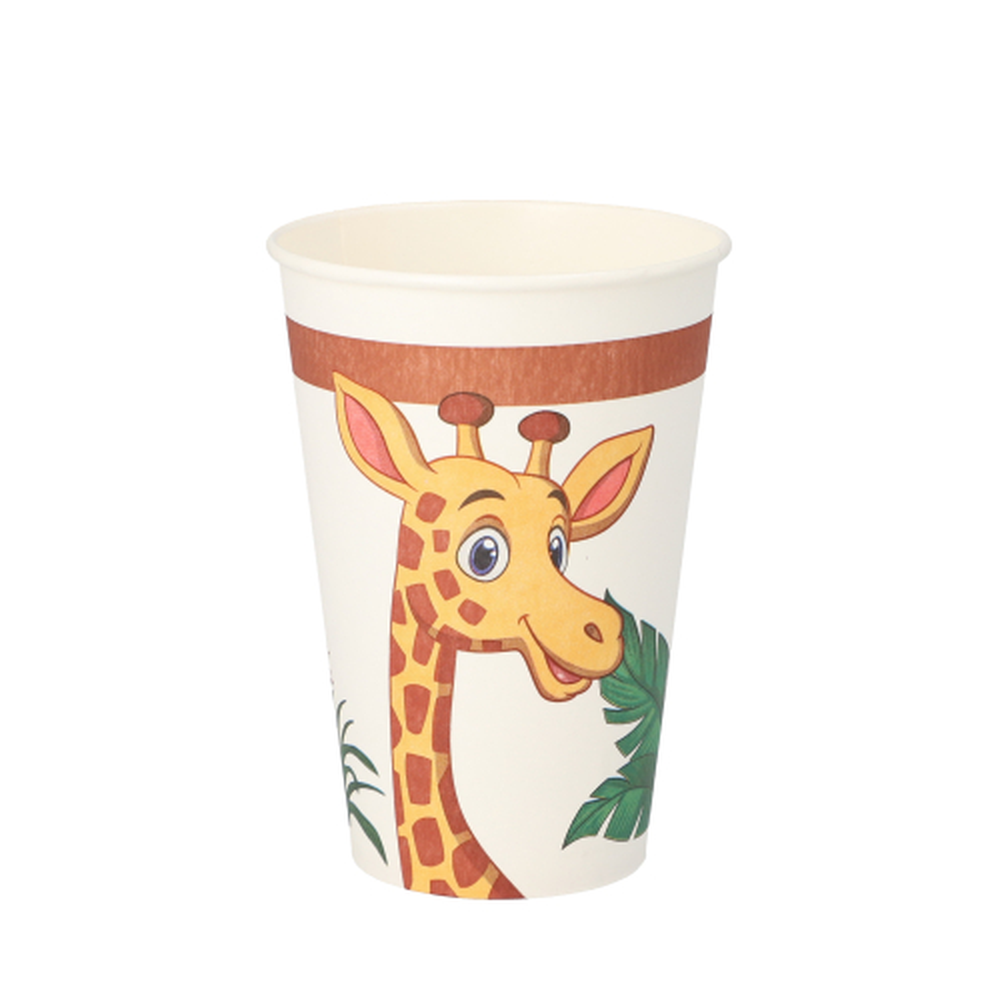 Papstar Trinkbecher, Pappe 0,2 l Ø 7 cm · 9,7 cm "Jungle"