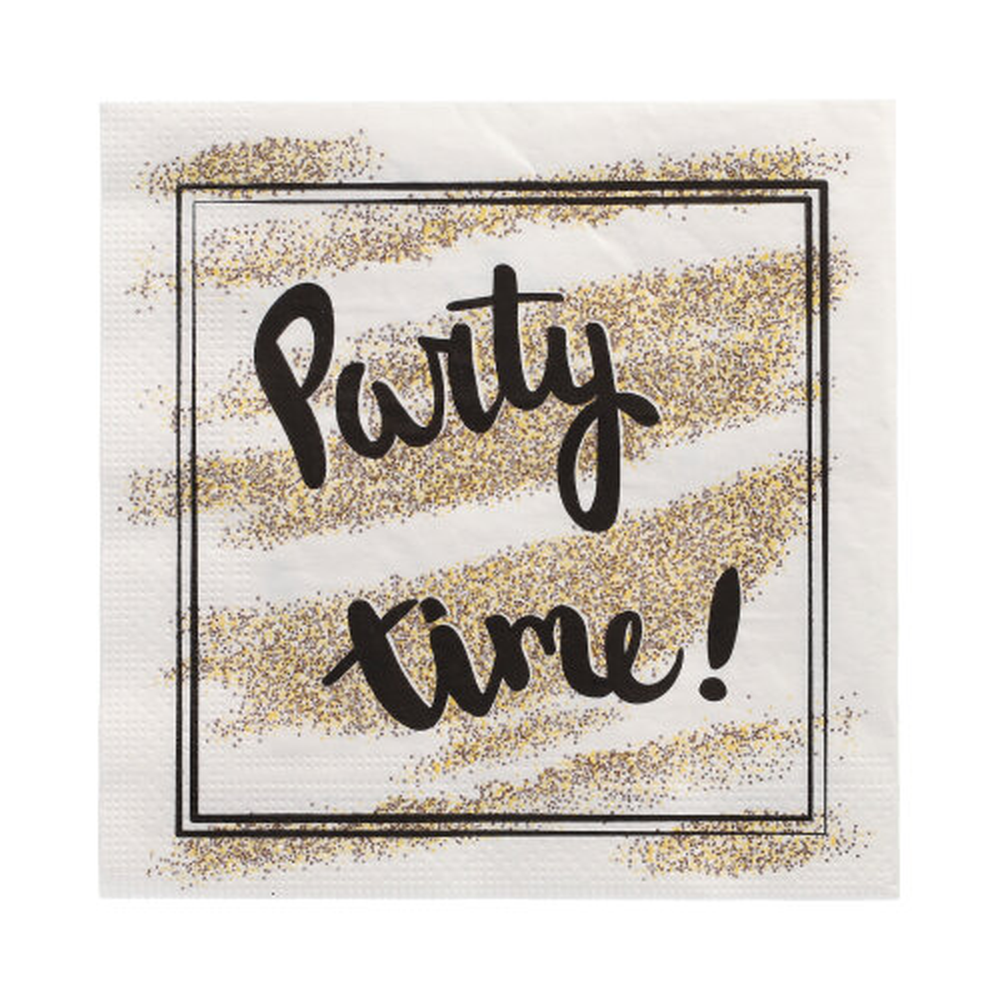 Papstar Servietten, 3-lagig 1/4-Falz 33 cm x 33 cm "Party Time"
