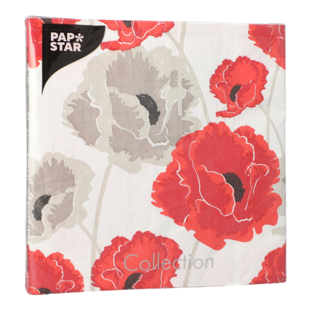 Papstar Servietten, 3-lagig 1/4-Falz 40 cm x 40 cm "Poppy"