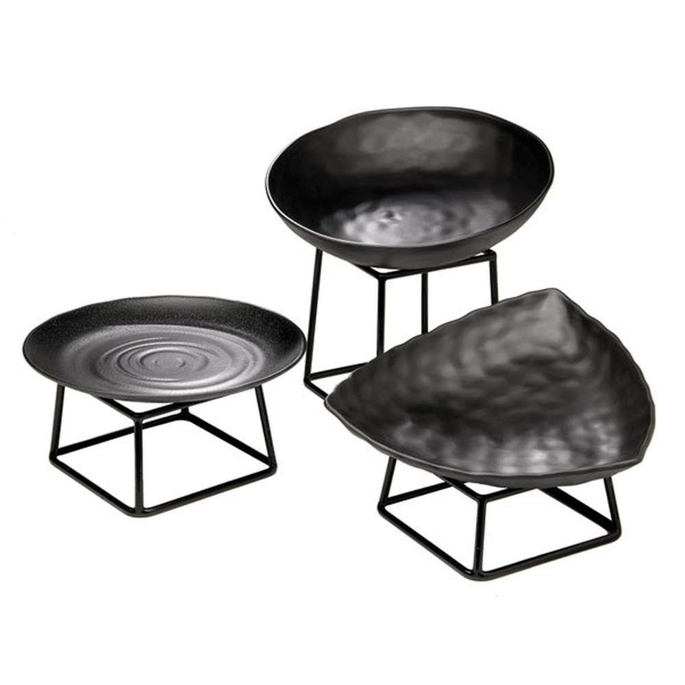APS Tablett -ZEN- Ø 28 cm, H: 3 cm , Melamin, schwarz, Steinoptik Ø 28 cm, H: 3 