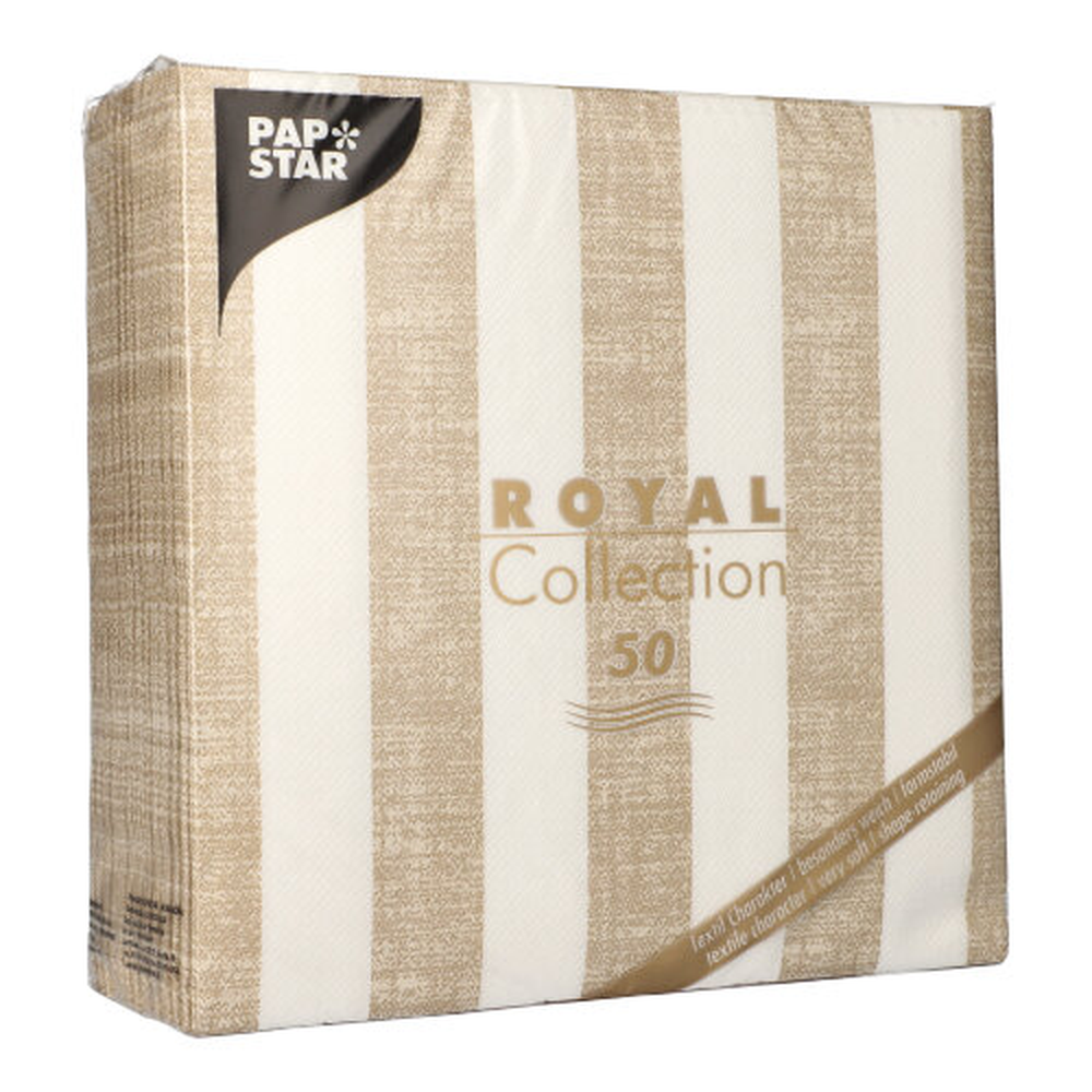 Papstar Servietten "ROYAL Collection" 1/4-Falz 40 cm x 40 cm sand "Lines"