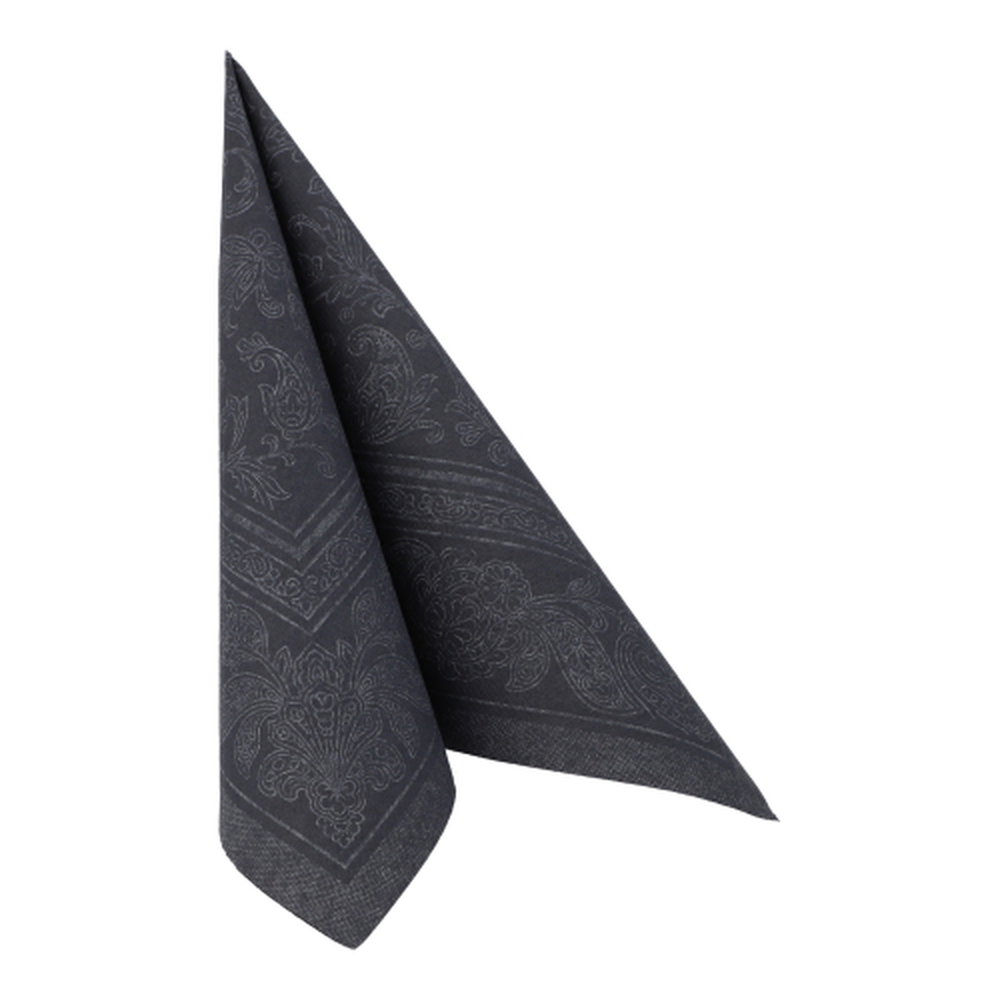 Papstar Servietten "ROYAL Collection" 1/4-Falz 40 cm x 40 cm schwarz "Ornaments"