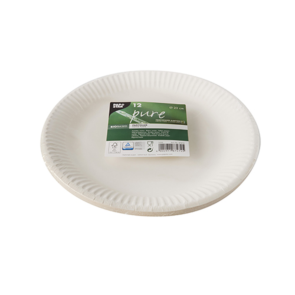 Papstar Teller, Pappe "pure" rund Ø 23 cm weiss