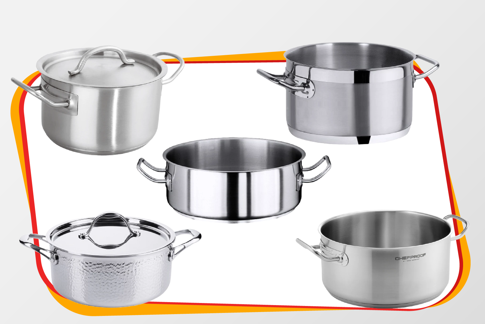 Topf, Kasserolle, Edelstahl, Kochgeschirr, Pfannen-Set