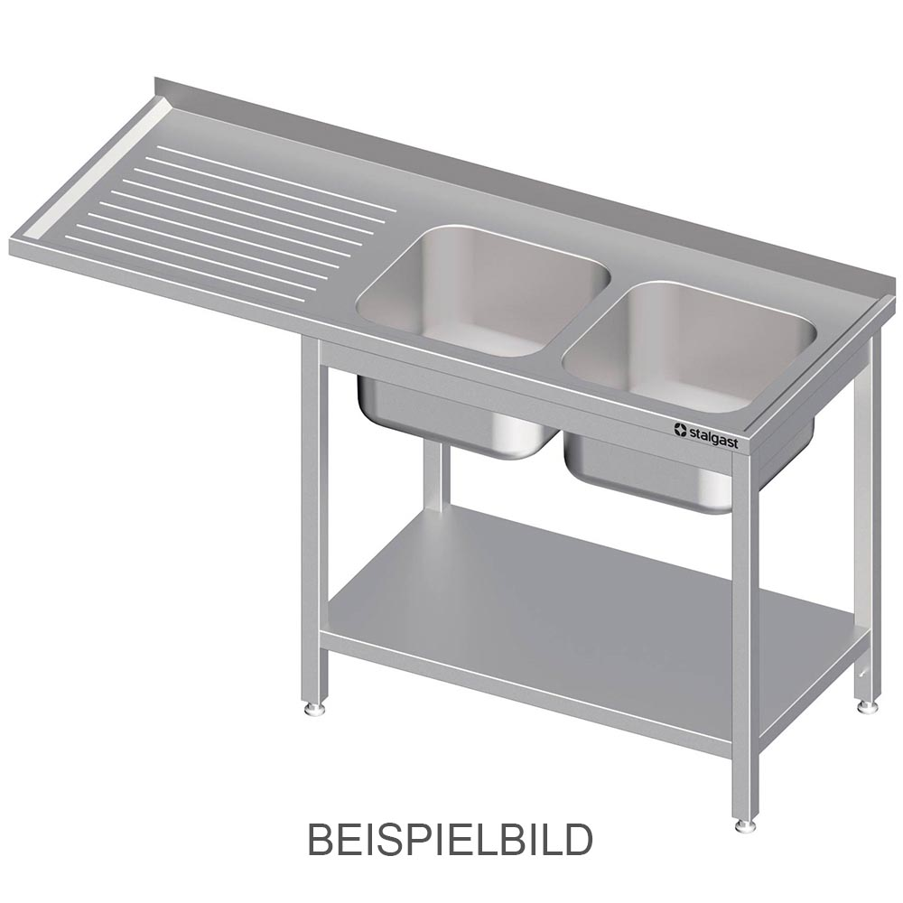 Stalgast Spültisch mit Grundboden, und Überstand, 1600x700x900 mm, mit zwei Beck
