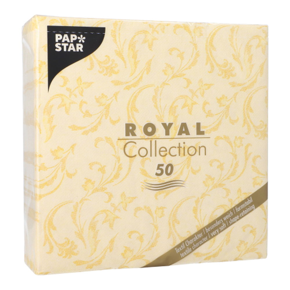 Papstar Servietten "ROYAL Collection" 1/4-Falz 40 cm x 40 cm gelb "Damascato"