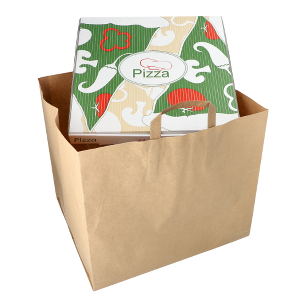 Papstar Tragetaschen, Papier XXL 33 cm x 37 cm x 34,5 cm braun mit Tragegriff