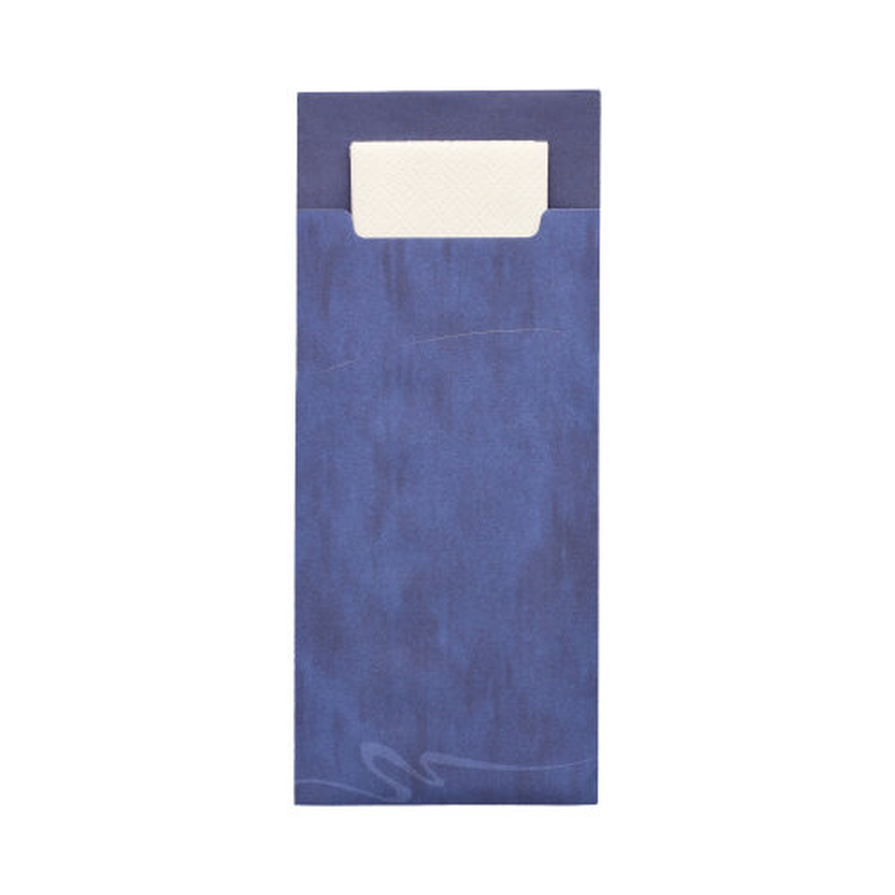 Papstar Bestecktaschen 20 cm x 8,5 cm blau inkl. weißer Serviette