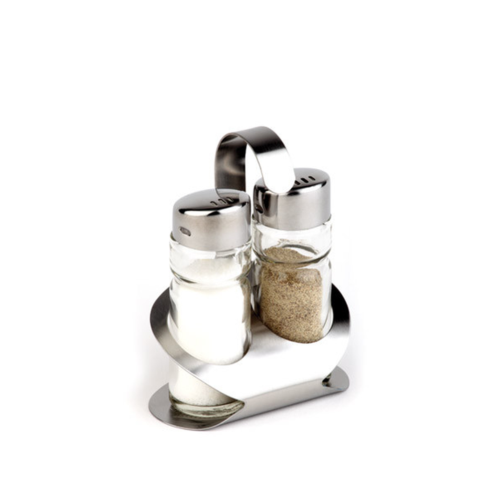 APS Pfeffer-/Salz-Menage -Pro- 8,5 x 5,7 cm, H: 11,5 cm , Edelstahl matt, Pfeffe
