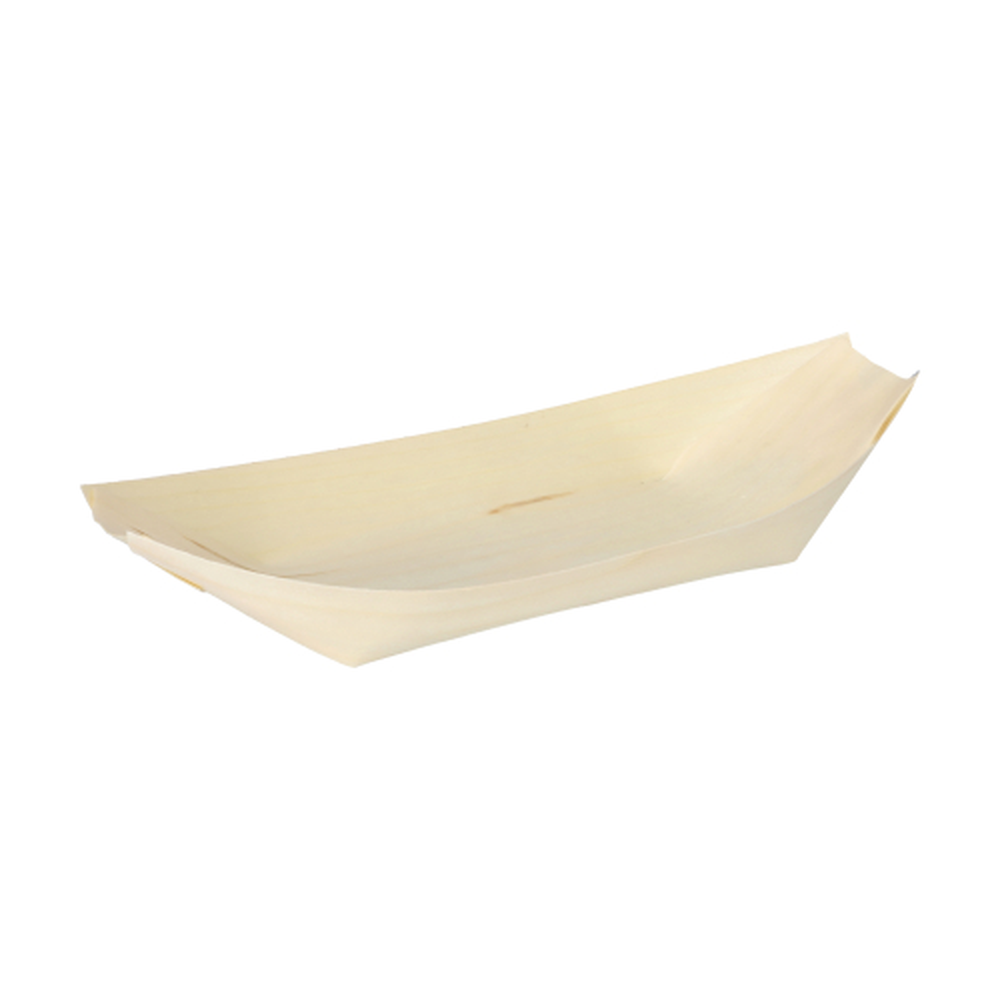 Papstar Fingerfood - Schalen, Holz "pure" 25 cm x 10 cm "Schiffchen"