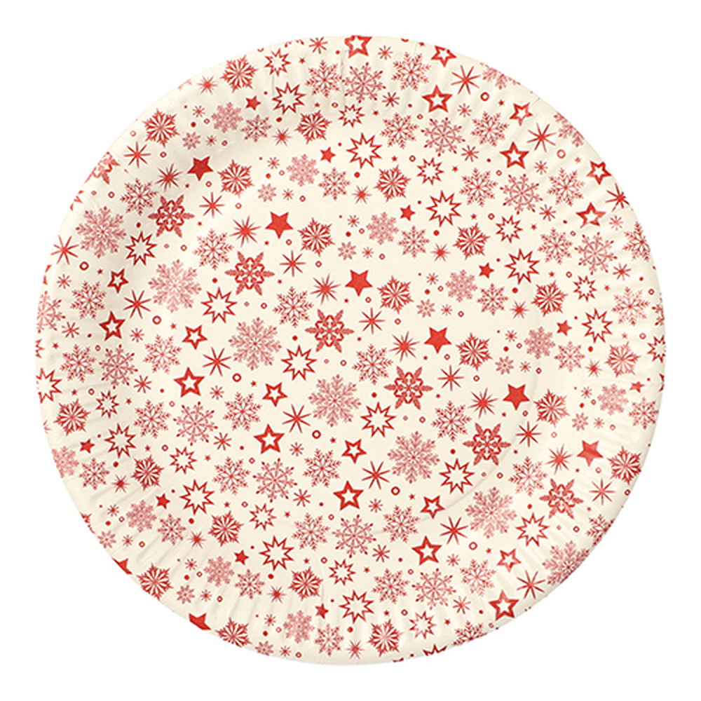 Papstar Teller, Pappe rund Ø 23 cm weiss "Snöflinga"