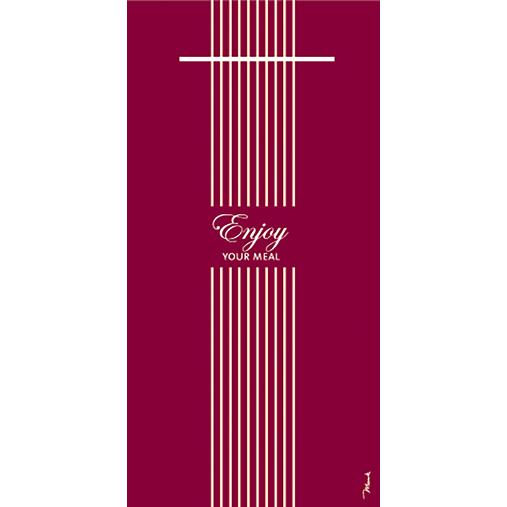 Mank Pocket-Napkins Enjoy your meal bordeaux 40 x 40 cm 1/8 Falz