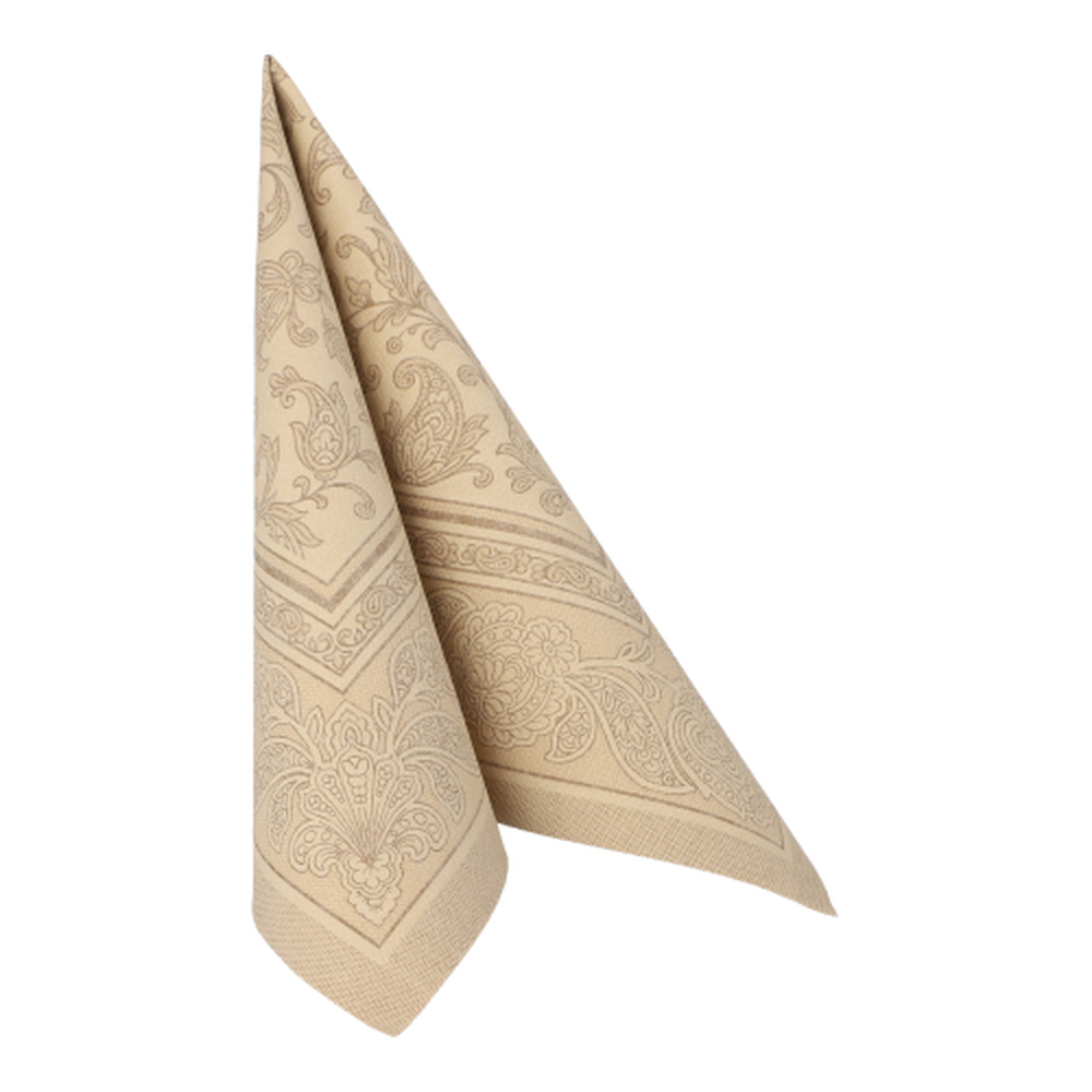 Papstar Servietten "ROYAL Collection" 1/4-Falz 40 cm x 40 cm sand "Ornaments"
