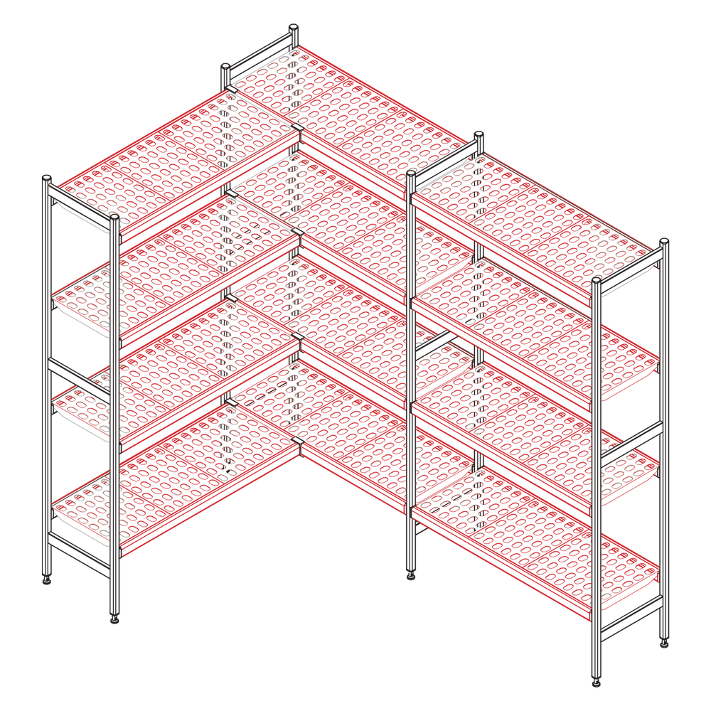 RM Gastro Regal komplett 577x620 mm (Böden + Träger) / RM - Police 577 / 620 mm