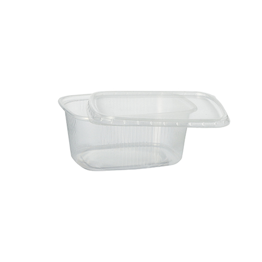 Papstar Verpackungsbecher, PP eckig 250 ml 4,9 cm x 8,1 cm x 10,8 cm transparent