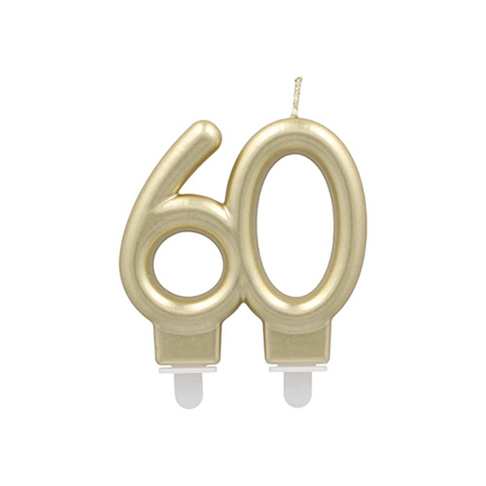 Papstar Jubiläumskerzen mit Halter 7 cm gold "60"