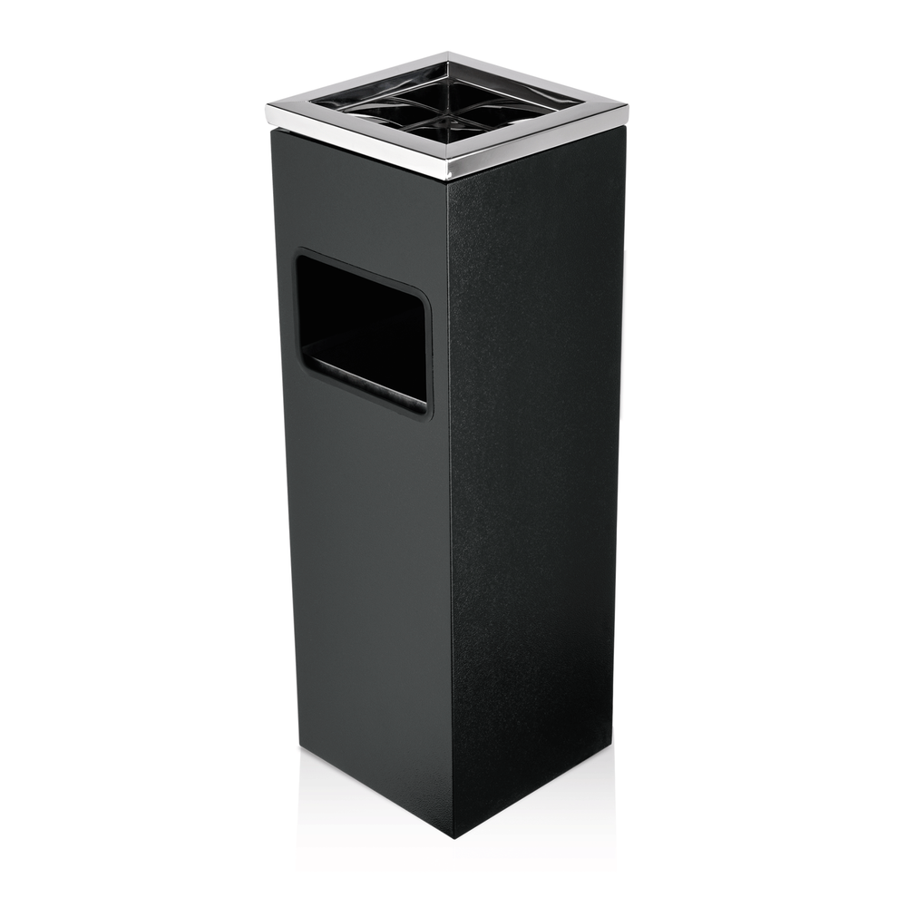 WAS Standascher, 20 x 20 x 60 cm, pulverbeschichteter Stahl, schwarz/Edelstahl