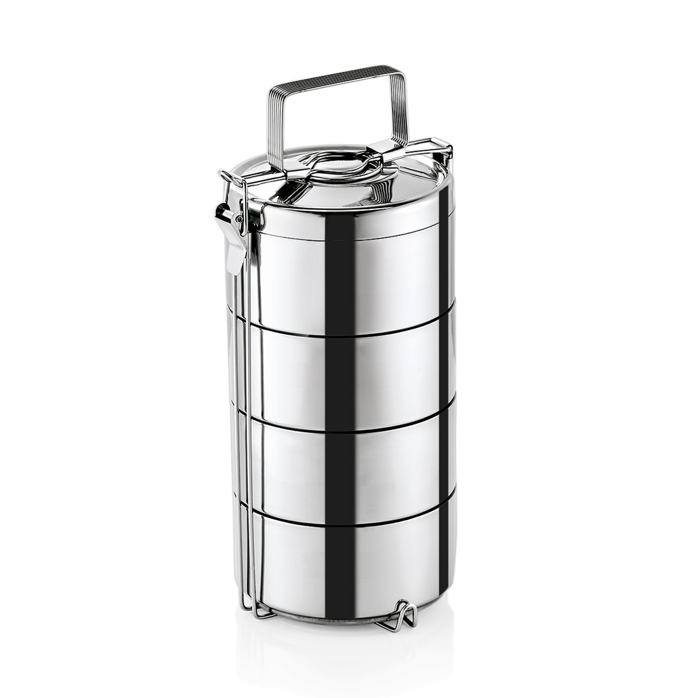 WAS Thermoetagentransportbehälter mit 3 Speiseeinsätzen á 0,6 ltr., Edelstahl