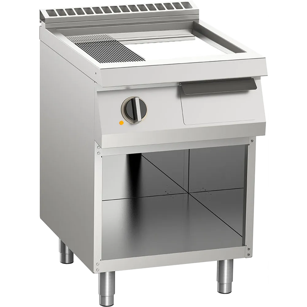 KBS Elektro-Grillplatte verchromt 2/3 glatt + 1/3 gerillt 7,5 kW 2 Heizzonen