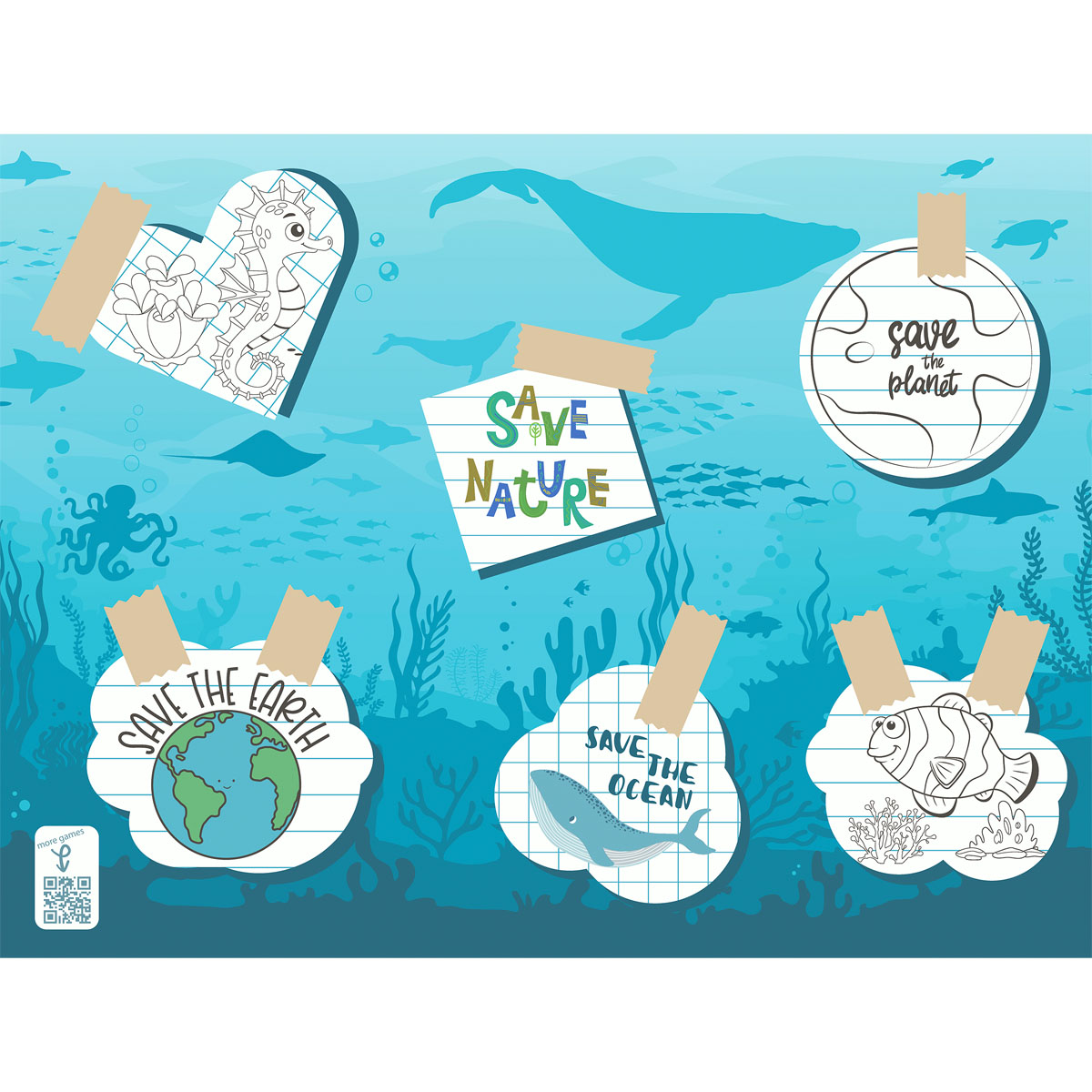 Duni Motiv-Tischsets Papier 30 x 40 cm 60 g Save the Ocean