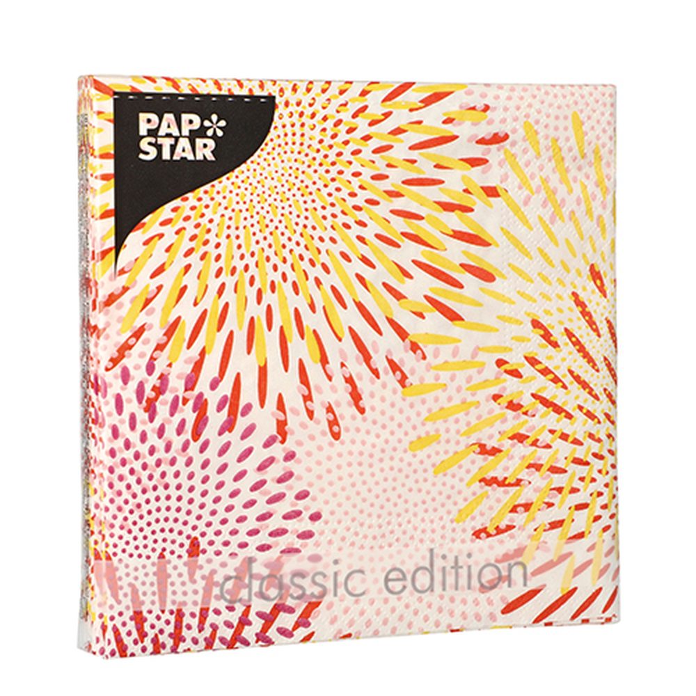 Papstar Servietten, 3-lagig 1/4-Falz 33 cm x 33 cm "Bubbly Fireworks"