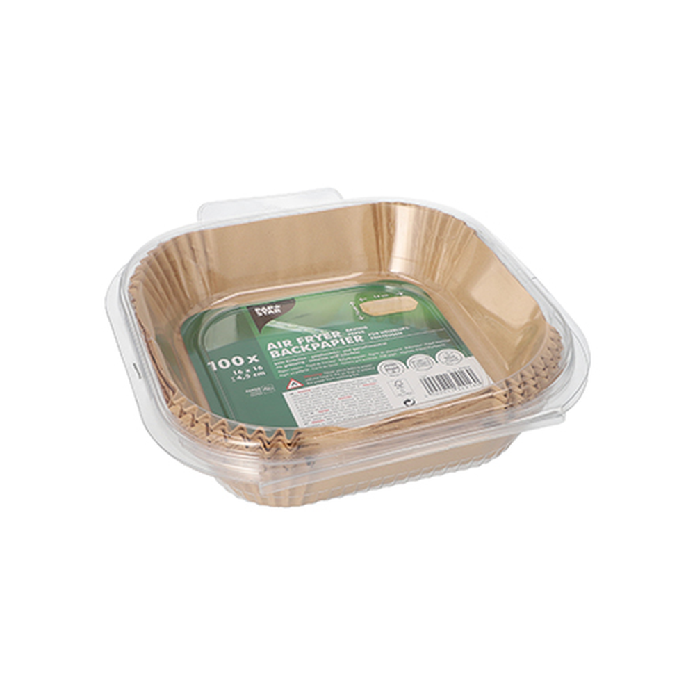 Papstar Backpapiere 16 cm x 16 cm x 4,5 cm braun für Heißluftfritteusen