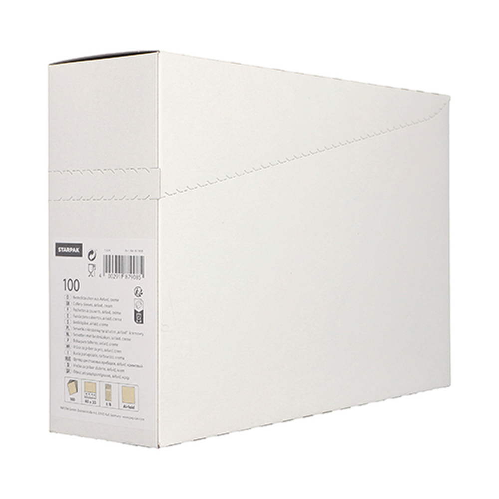 Papstar Bestecktaschen, Airlaid 40 cm x 33 cm creme mit Besteckfalz