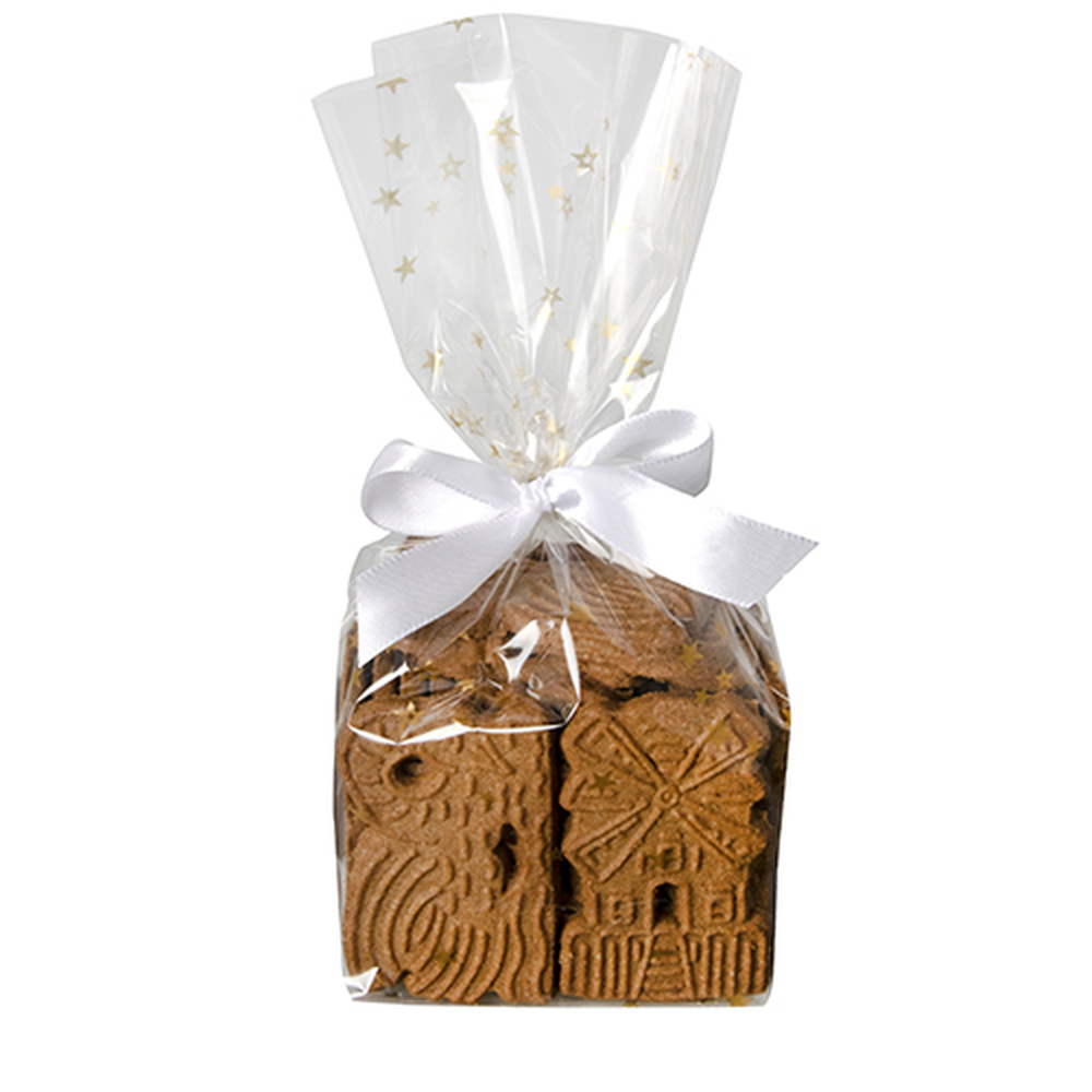 Papstar Bodenbeutel, PP 27 cm x 18 cm x 7 cm transparent "Sterne, gold"