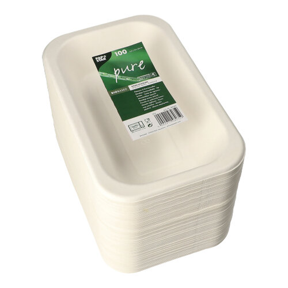 Papstar Siegelschalen Zuckerrohr 750 ml 4,2 cm x 15 cm x 24 cm weiss