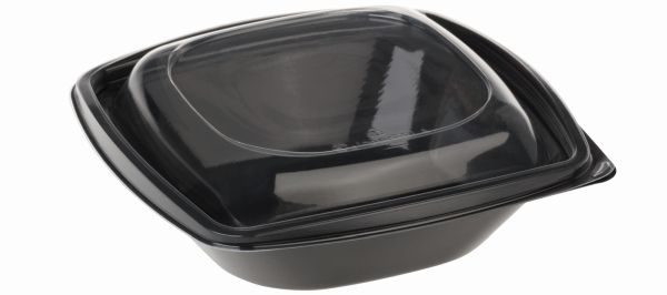 Pacovis Salatschale PLA 720ml schwarz, 192x192x65mm m.Deckel transp.