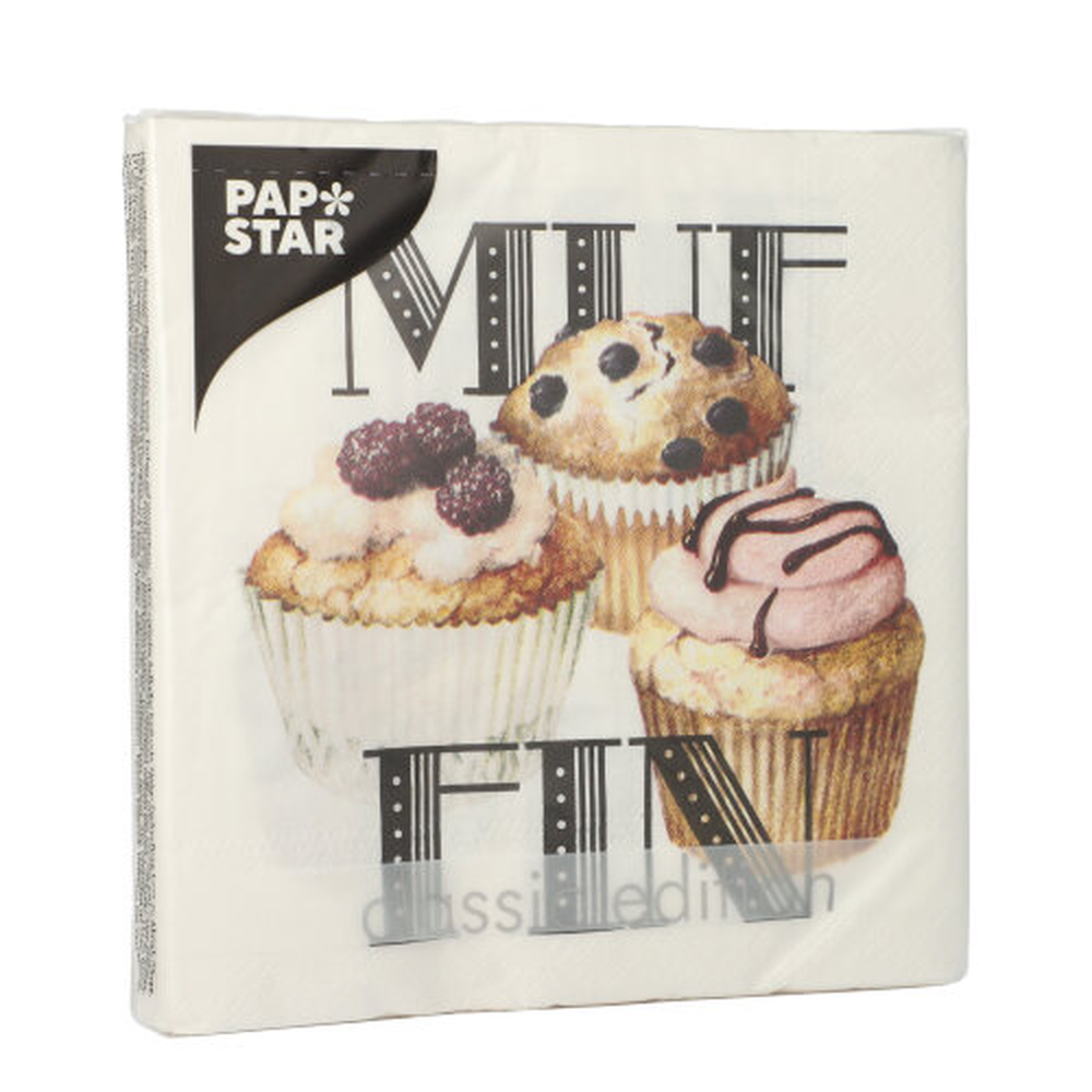 Papstar Servietten, 3-lagig 1/4-Falz 33 cm x 33 cm "Muffin"