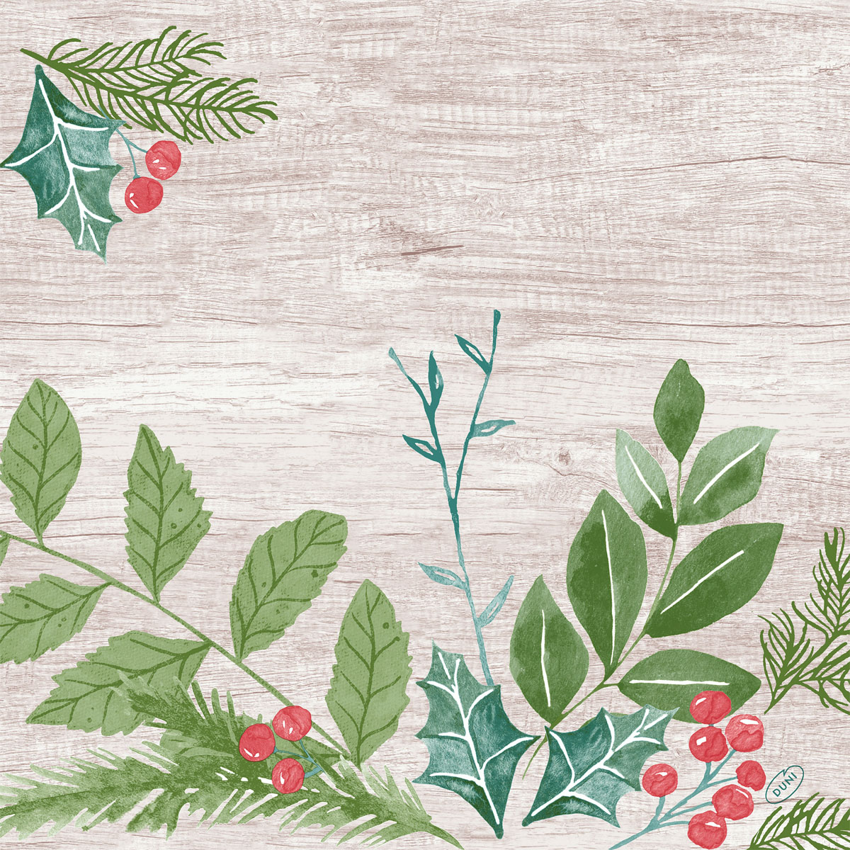 Duni Klassikservietten 40 x 40 cm 4-lagig Winter Greenery 1/4 Falz