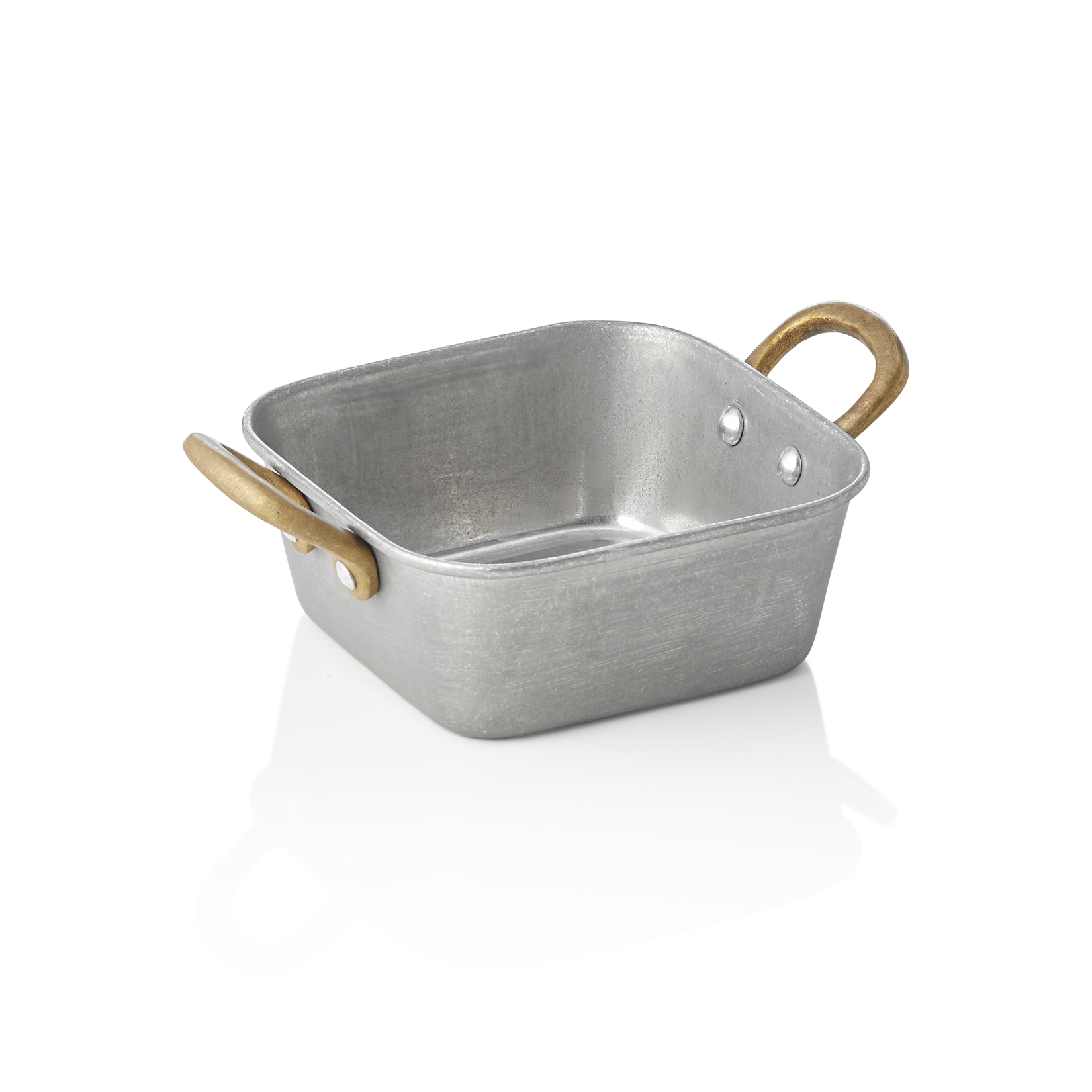 WAS Servierpfanne STEEL & STYLE VINTAGE mit 2 Messinggriffen, 12 x 12 x 5 cm, 42