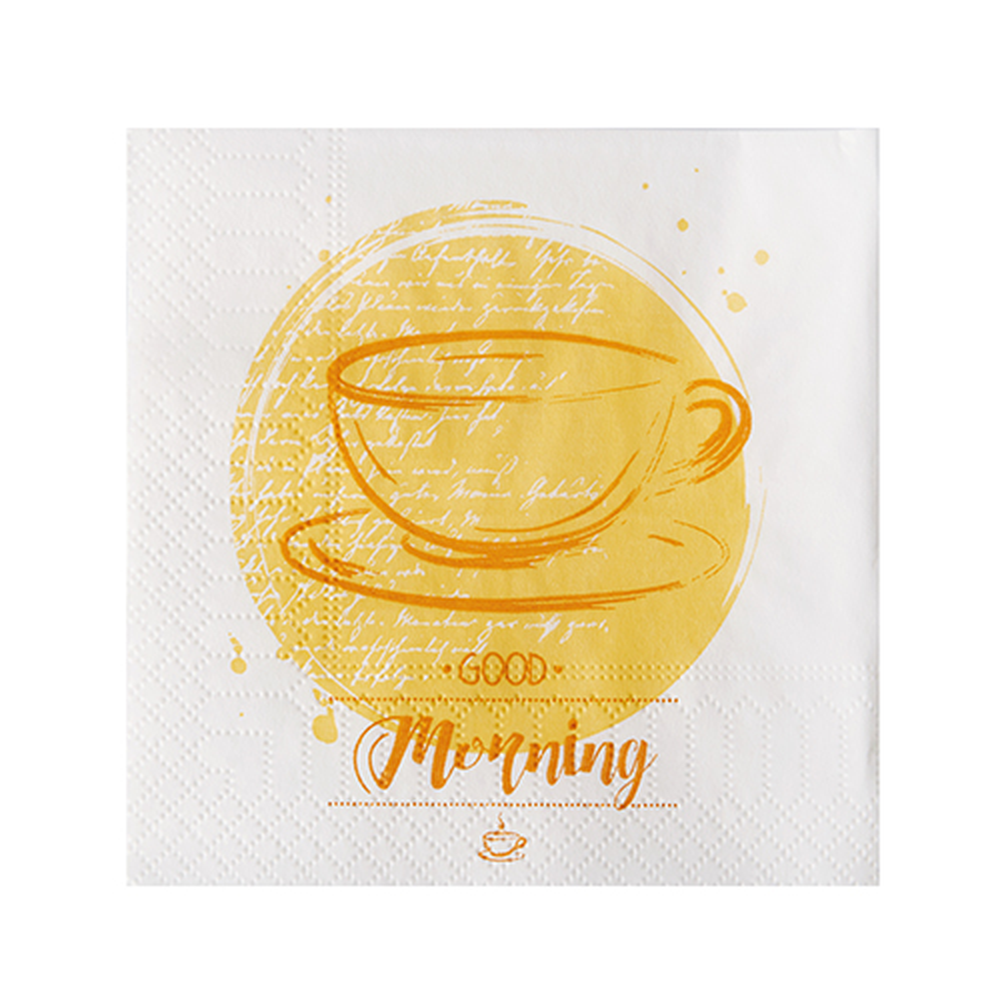 Papstar Servietten, 3-lagig 1/4-Falz 24 cm x 24 cm "Good Morning"